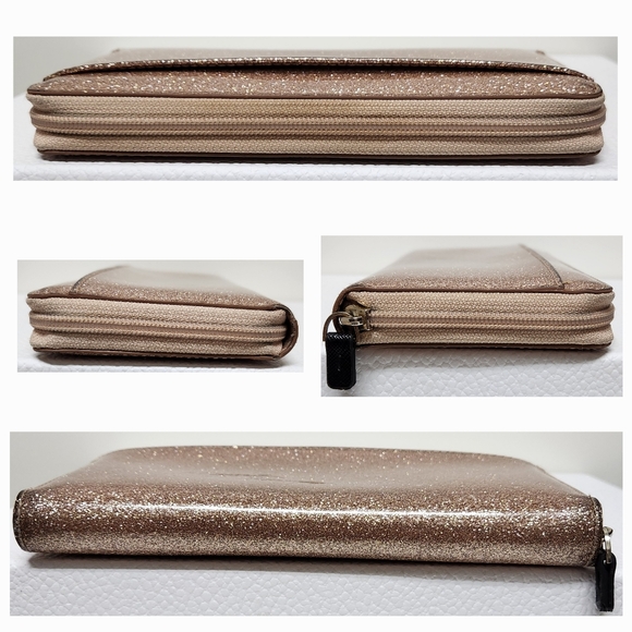 KATE SPADE Mavis Street Neda Continental Rose Gold Sparkle Leather Zip Wallet - Picture 6 of 16